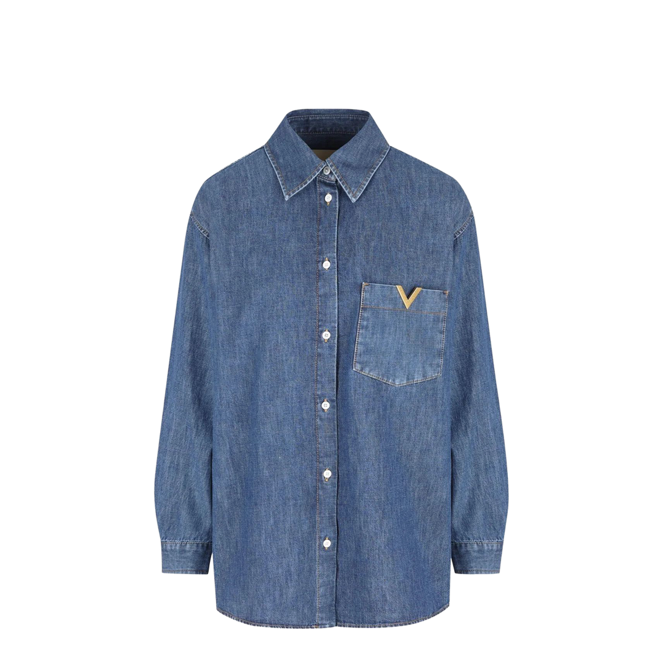 Women's Long Sleeve Denim Shirts Blue