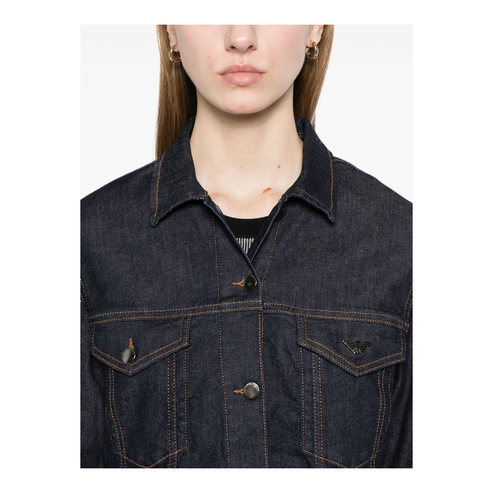 Indigo Blue Front Button Jacket