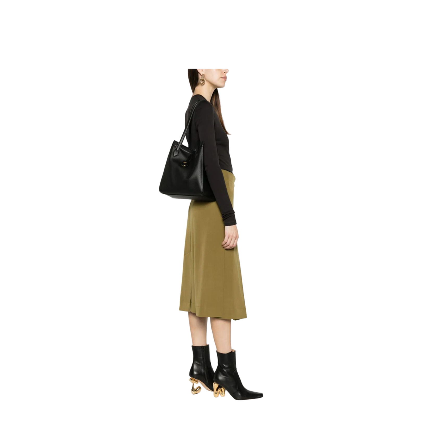 Origami Medium Leather Hobo Bags - Black