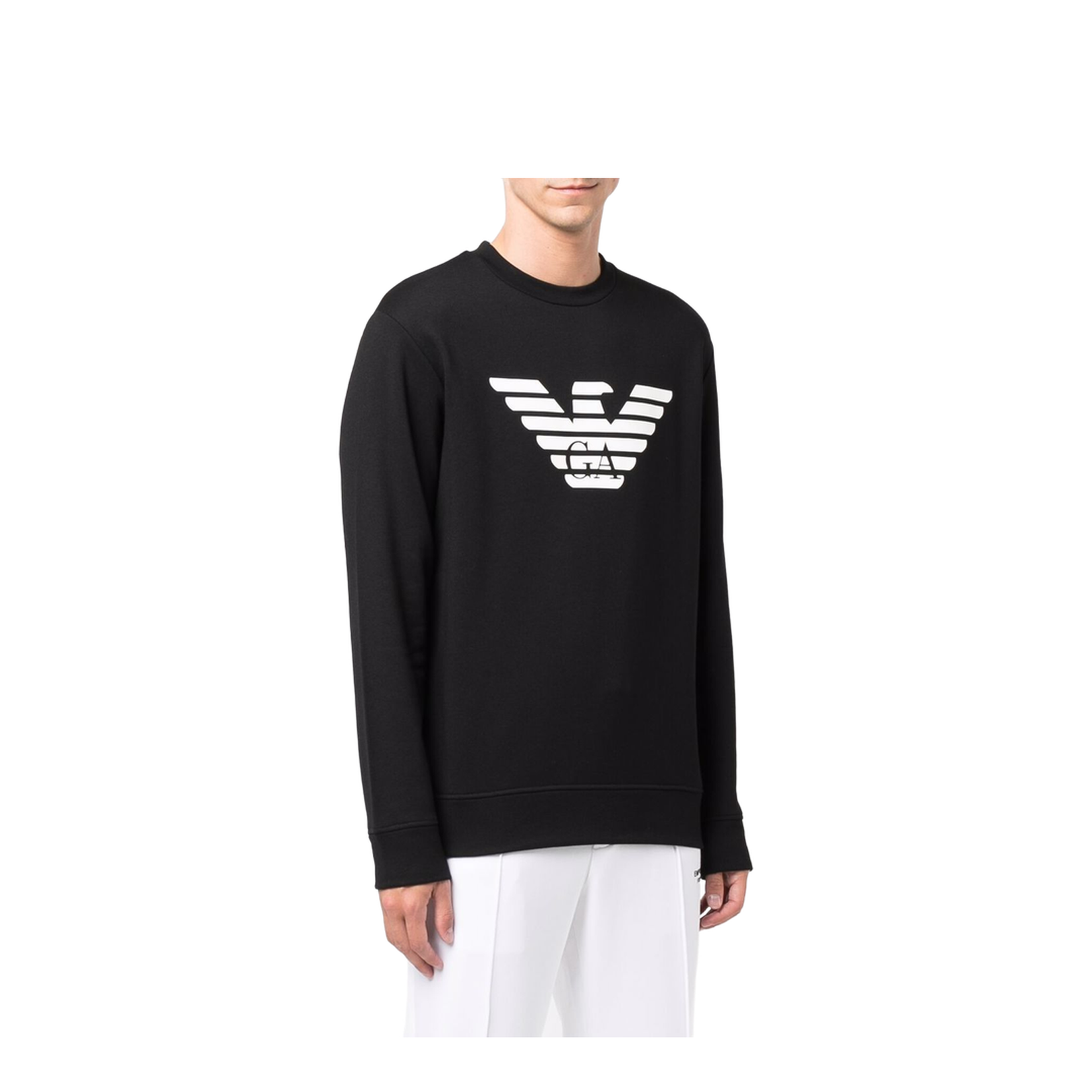 Black Cotton-Modal Blend Logo Print Sweatshirt