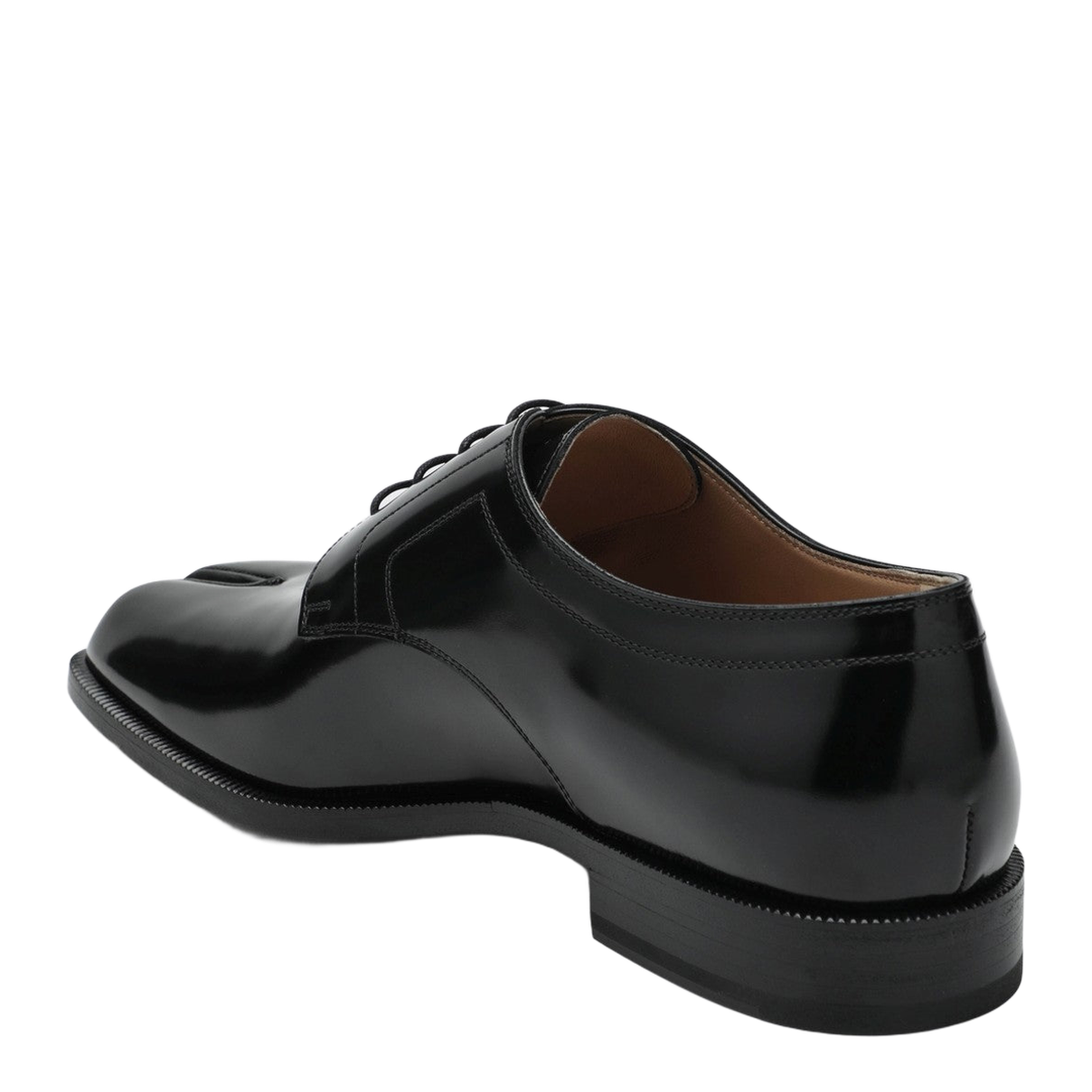 Black Tabi Lace-Up Shoe in Polished Calfskin