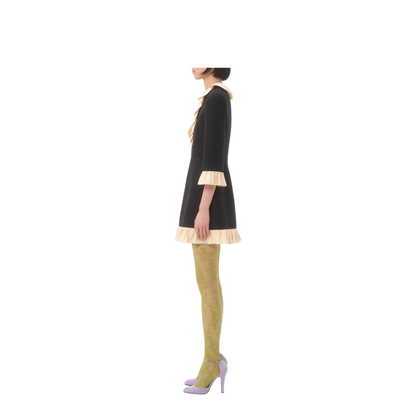 Ruffle-Trim Wool and Silk Mini Dress