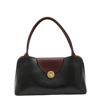 Vivian Medium Calf Leather Shoulder Bag - Aj Black Rosewood