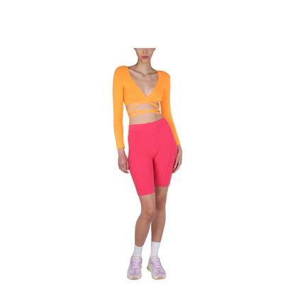 MAYFEYR - MSGM - Wide V Neck Ribbed Cropped Top - 3242MDM21022748909
