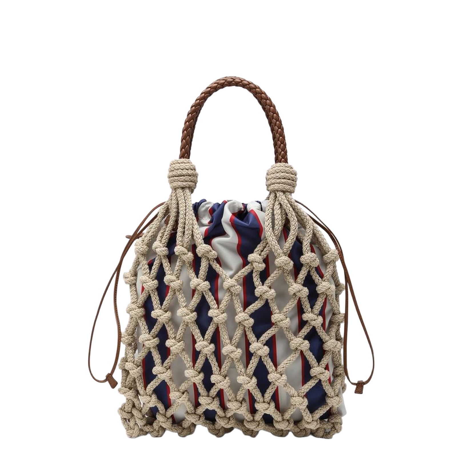 Beige Mesh Handbag