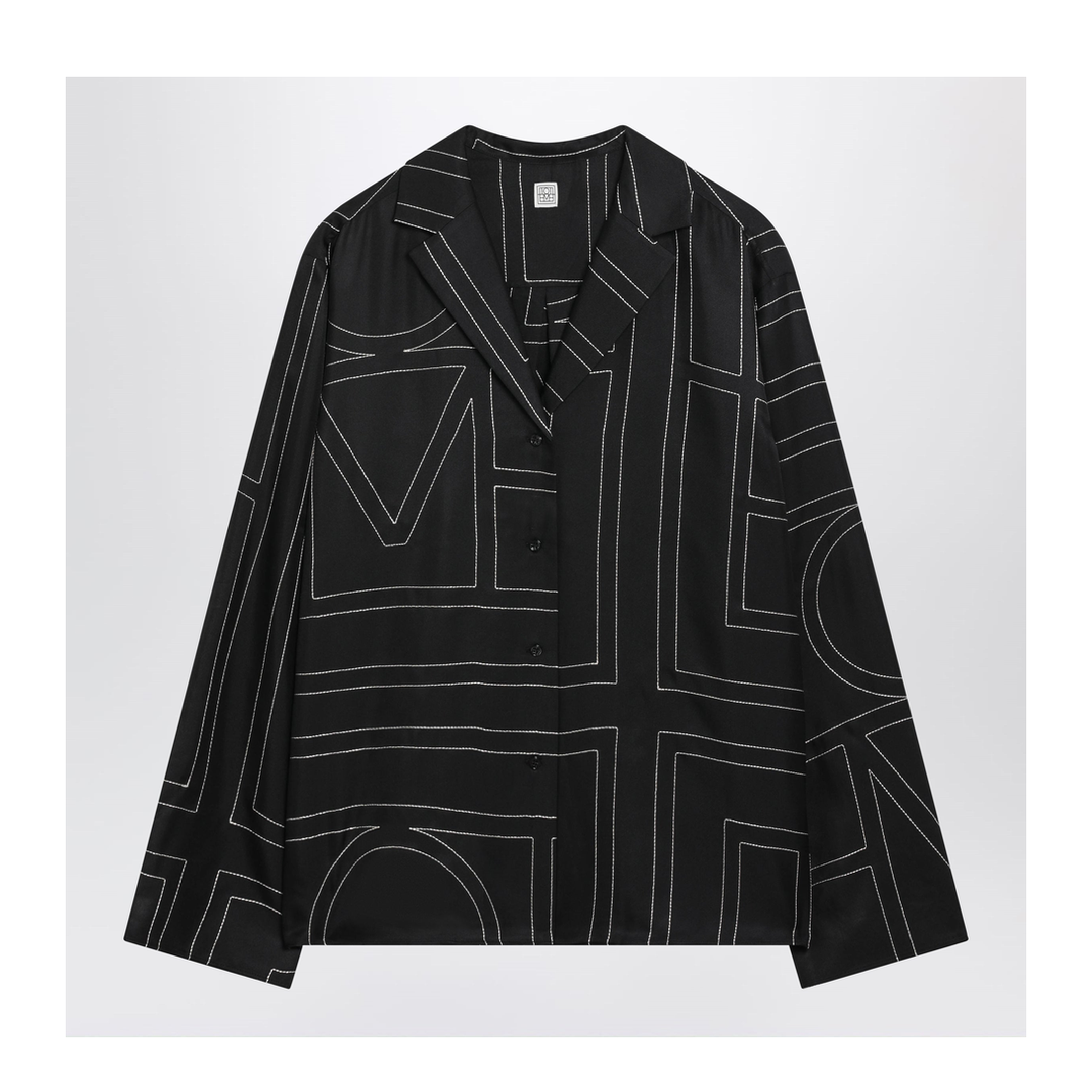 MAYFEYR - Toteme - Black Monogram Silk Pajama Shirt - 213-755T707925