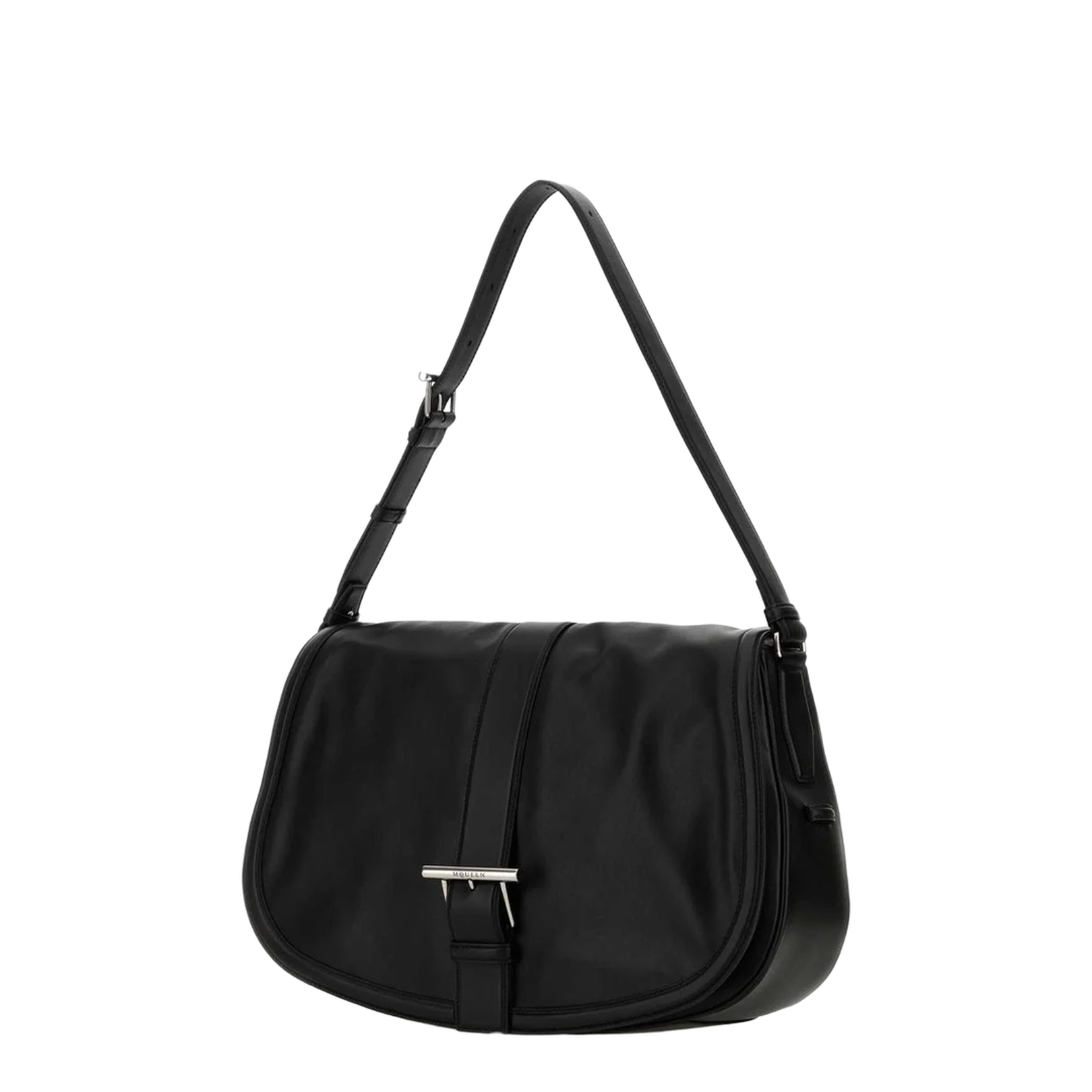 Black Leather Maxi Satchel Shoulder Bag