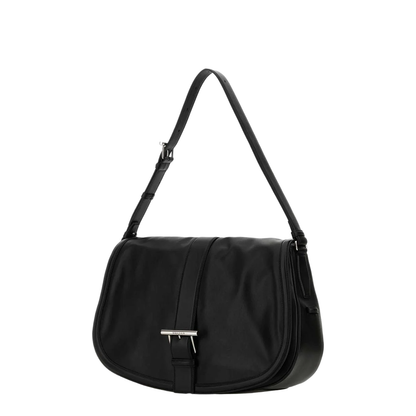 Black Leather Maxi Satchel Shoulder Bag
