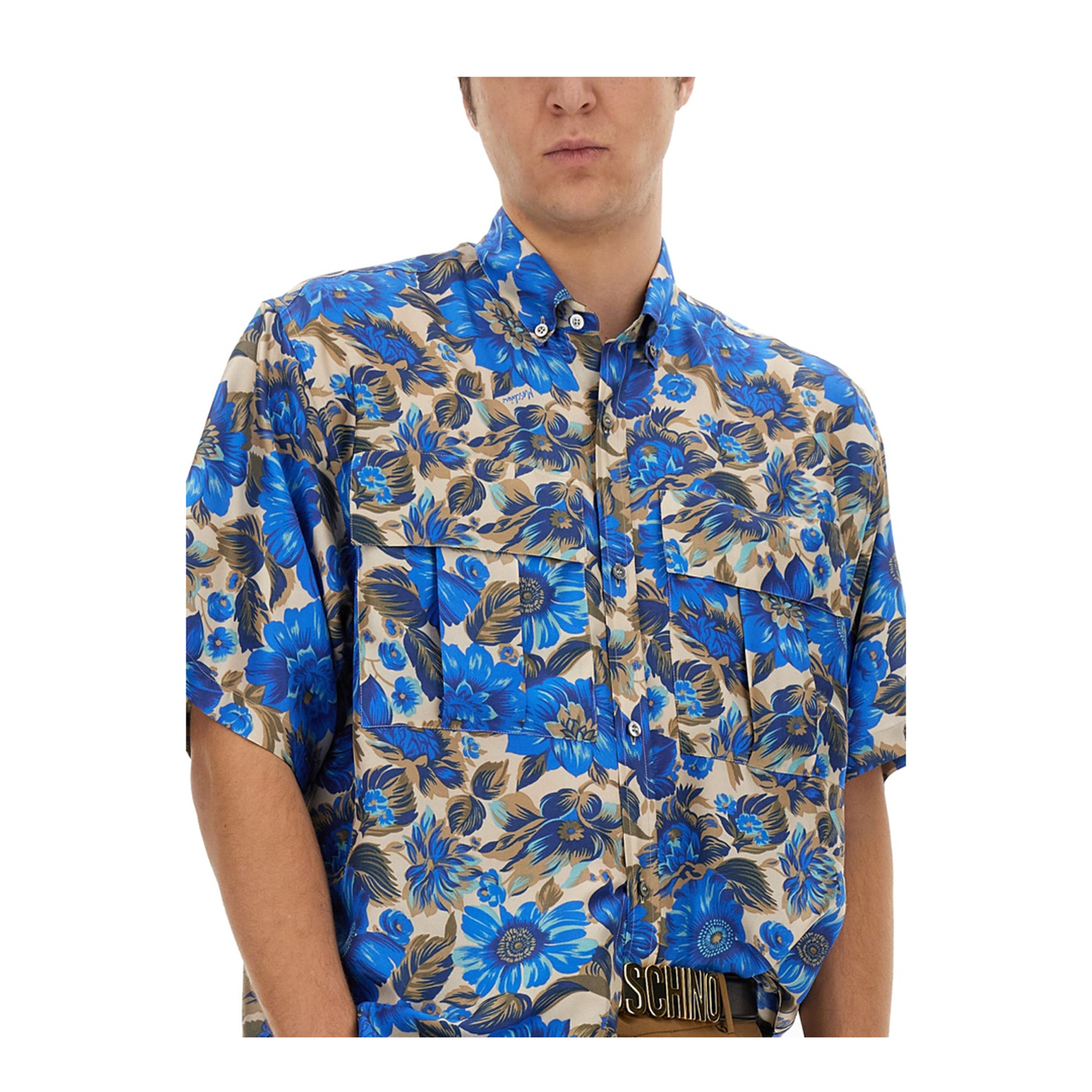 Blue Flowers Allover Print Shirt