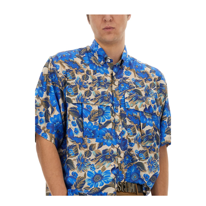Blue Flowers Allover Print Shirt