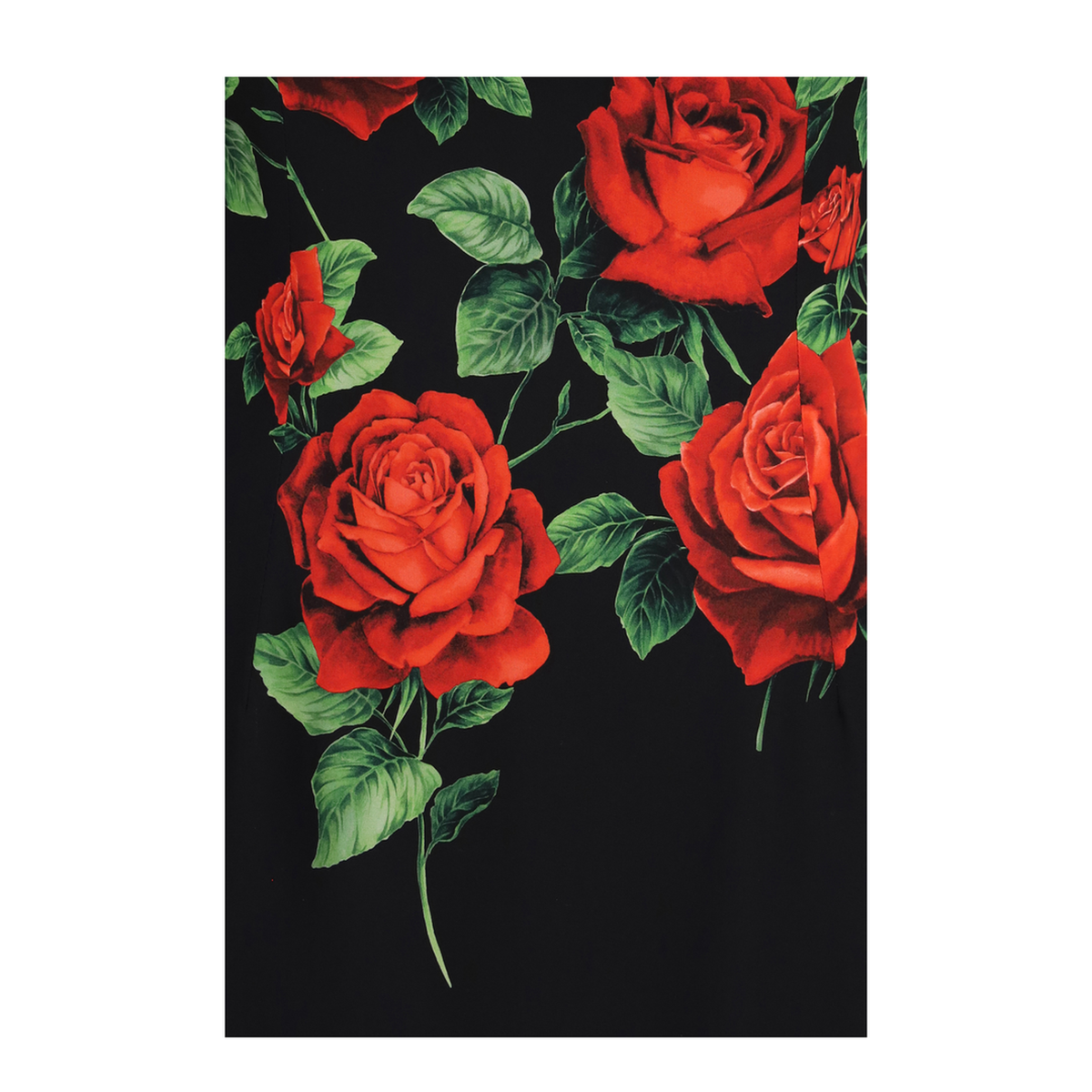 Rose Print Charmeuse Midi Dress