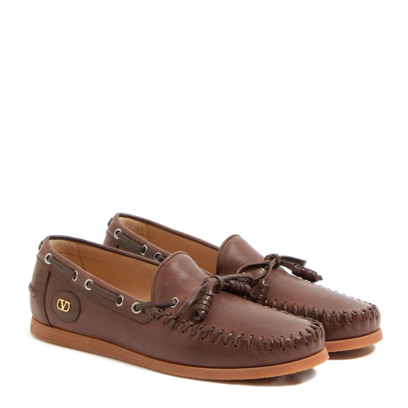 Brown Slip-On Style Bow Detailing VLogo Signature Round Toe