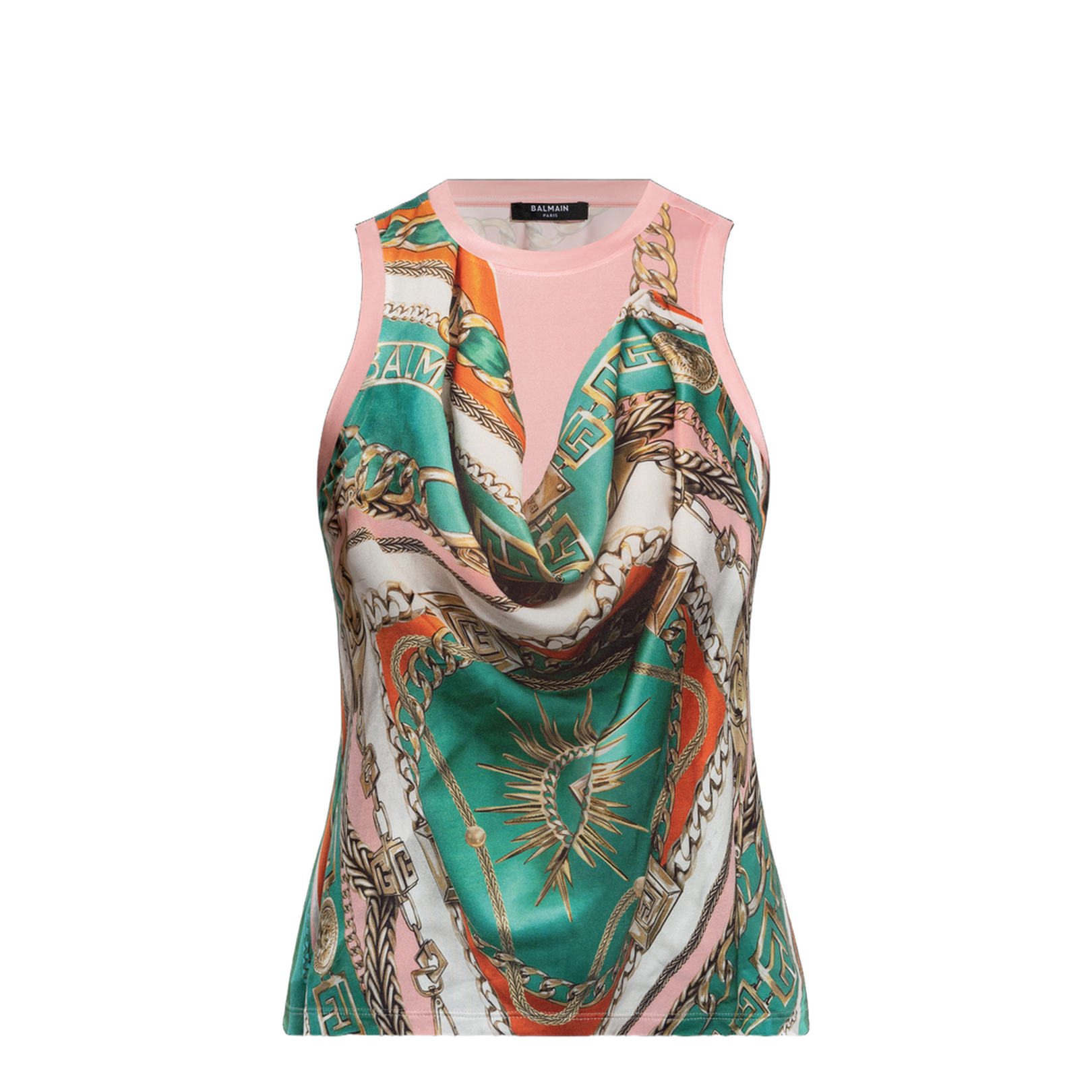 Trompe-l'œil-style Foulard print vest top