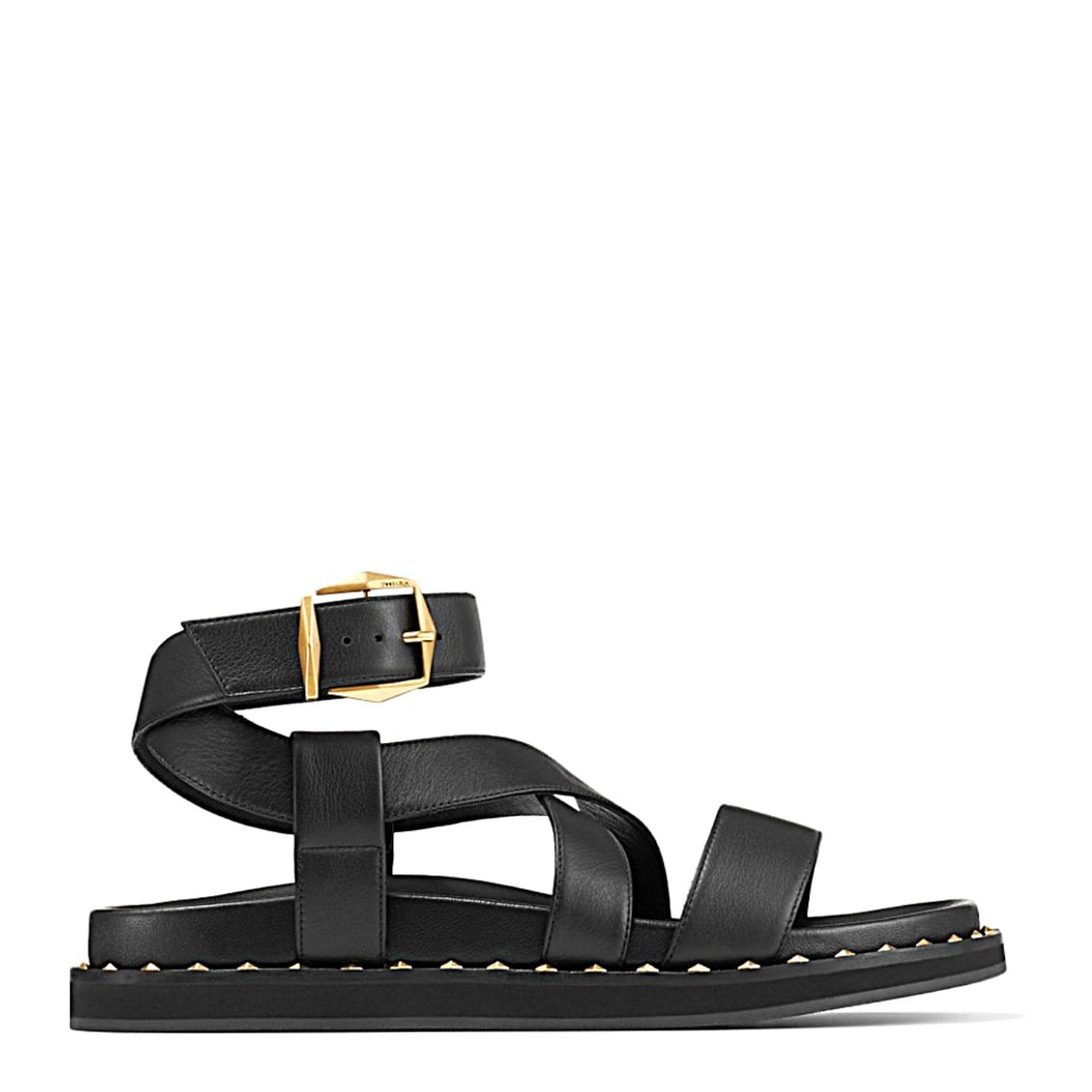 MAYFEYR - Jimmy Choo - Blaise Flat Smooth Leather - BLAISEFLATCIEBLACKGOLD