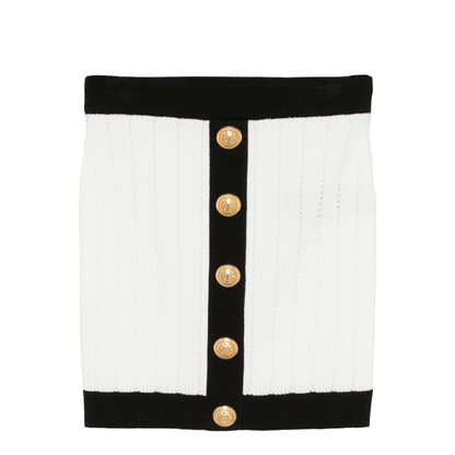 Knitted Buttoned Mini Skirt