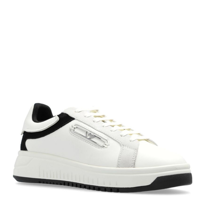 Leather Sneakers with Suede Details and Eagle Plate