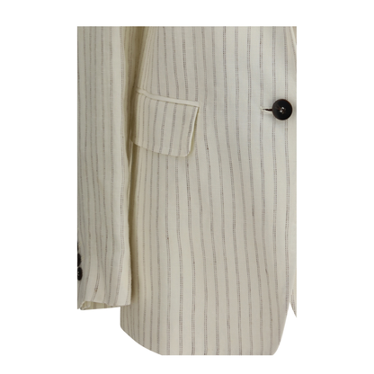 MAYFEYR -  - Single Breasted Pinstriped Linen Blazer - 2616041012600001