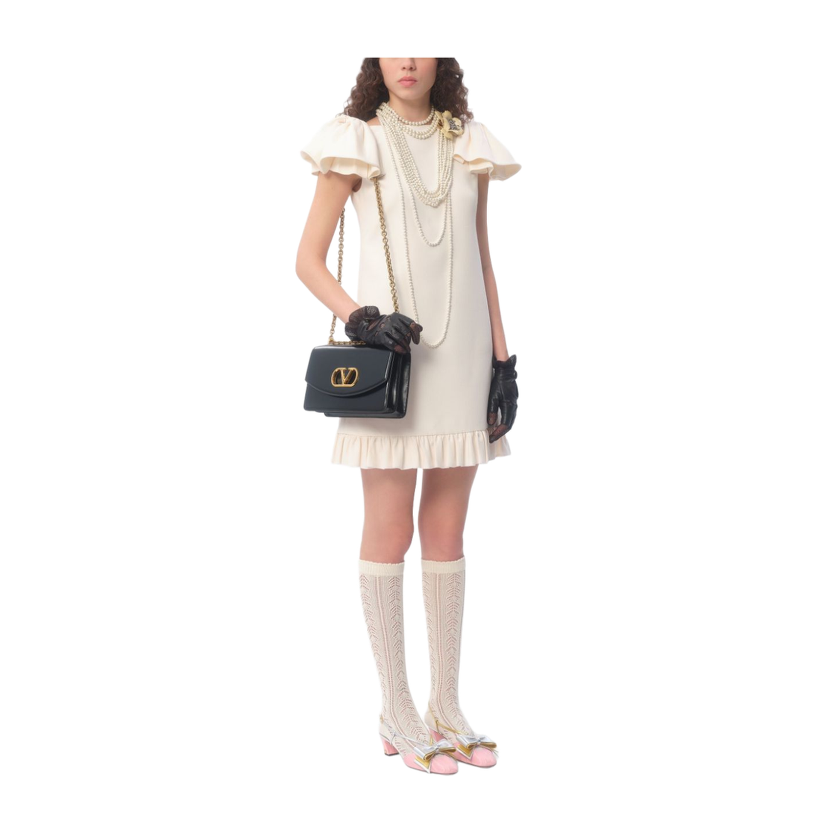 Ivory Short Puff Sleeve Dress