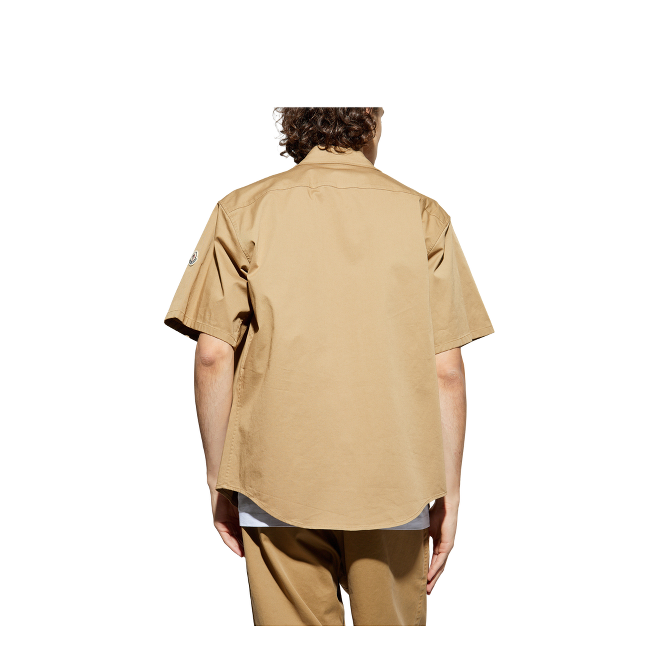 Beige Cotton Gabardine Short Sleeve Shirt