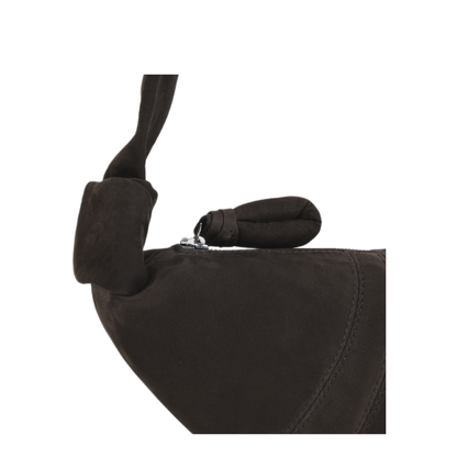 Small Croissant Bag Calf Leather Shoulder Bag - Ebony Brown