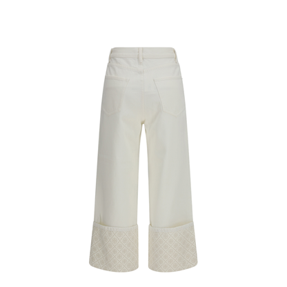 MAYFEYR - Tory Burch - Monogram Contrast Cuff Straight-Leg Jeans - 183553
