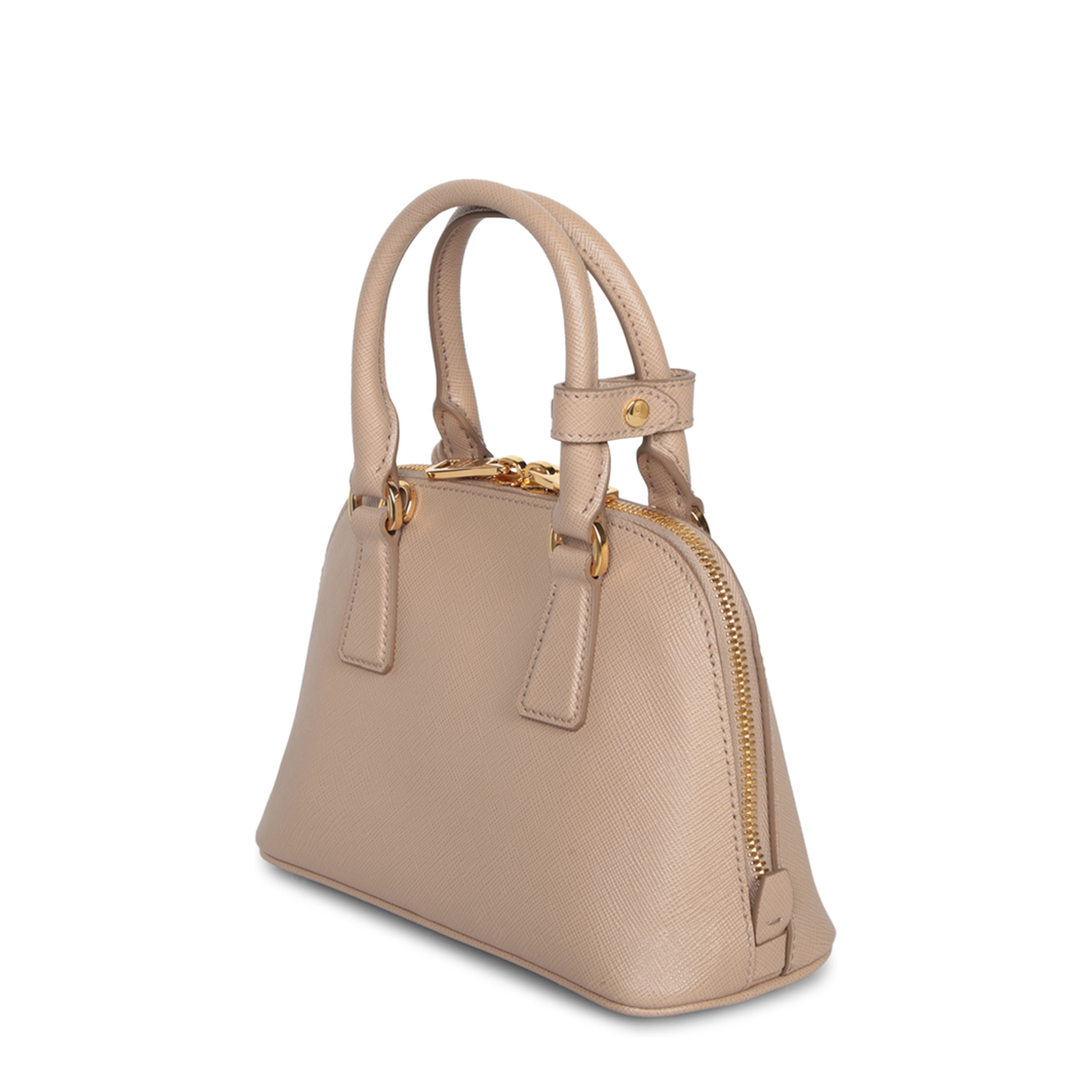 Crafted from Saffiano leather. Features top handles and an adjustable shoulder strap. Top zip closur