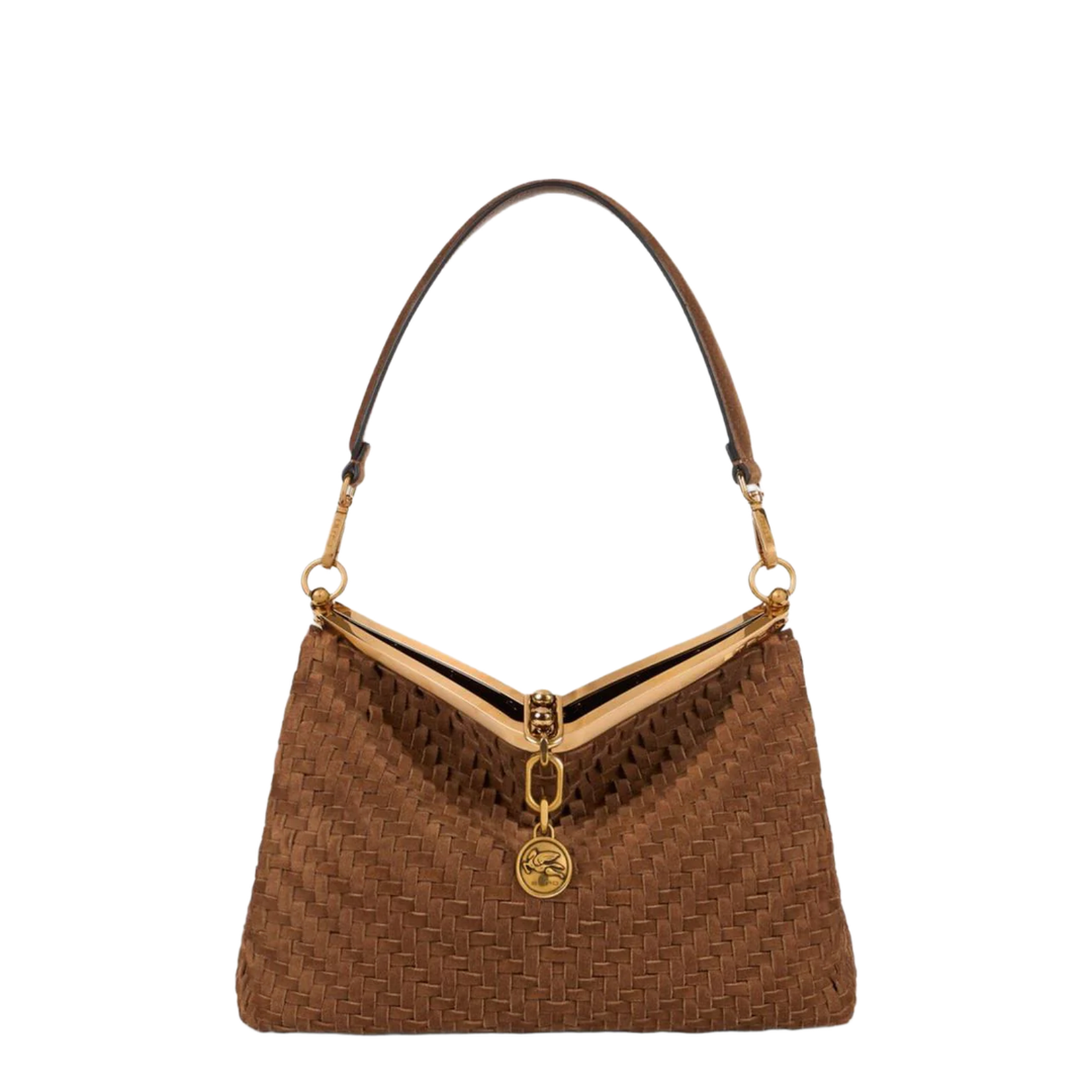 Medium Woven Suede Vela Bag