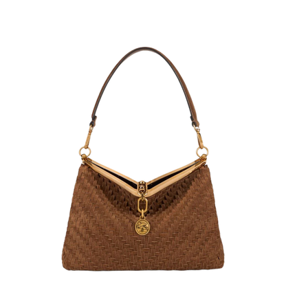 Medium Woven Suede Vela Bag