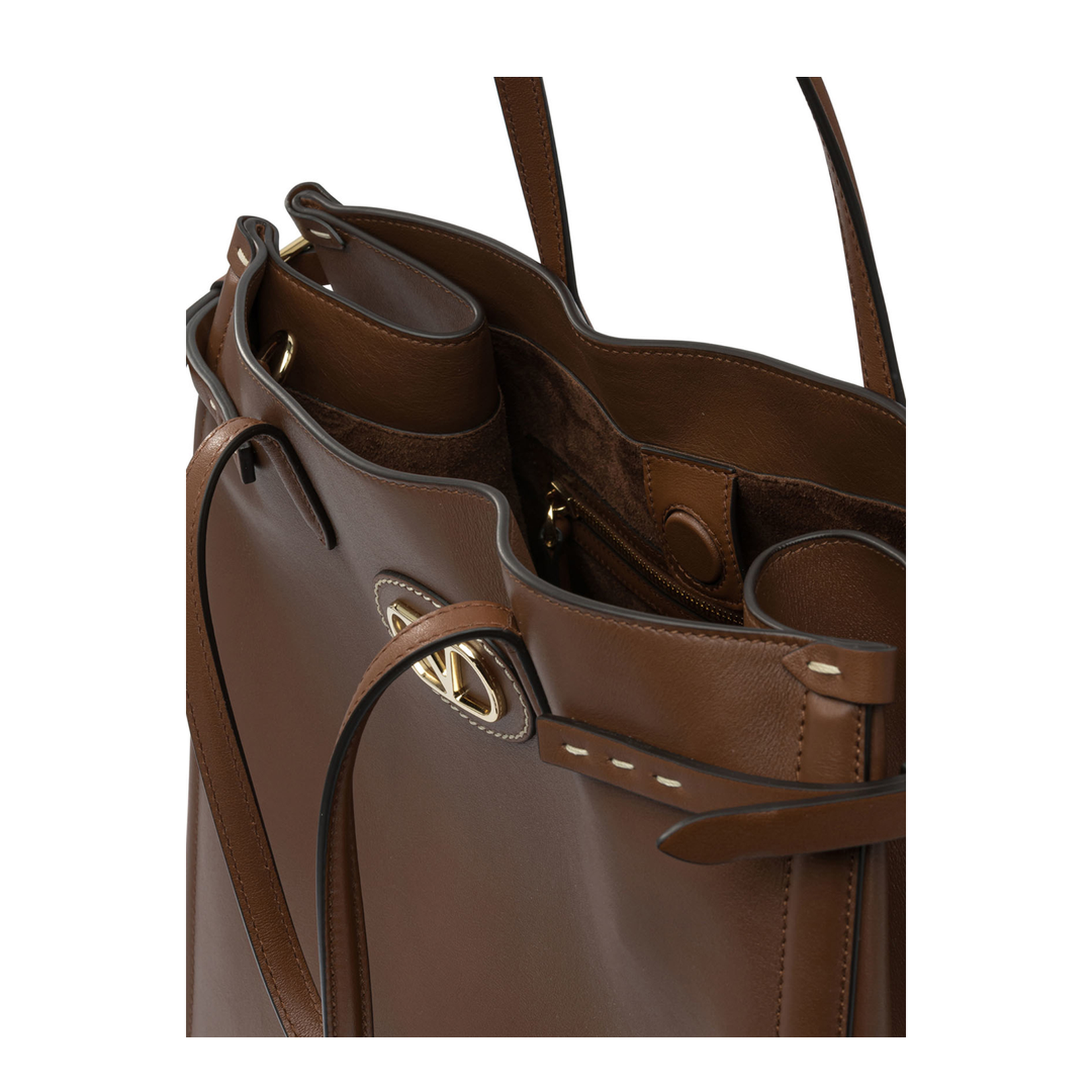 Structured Brown Calf Leather Shoulder