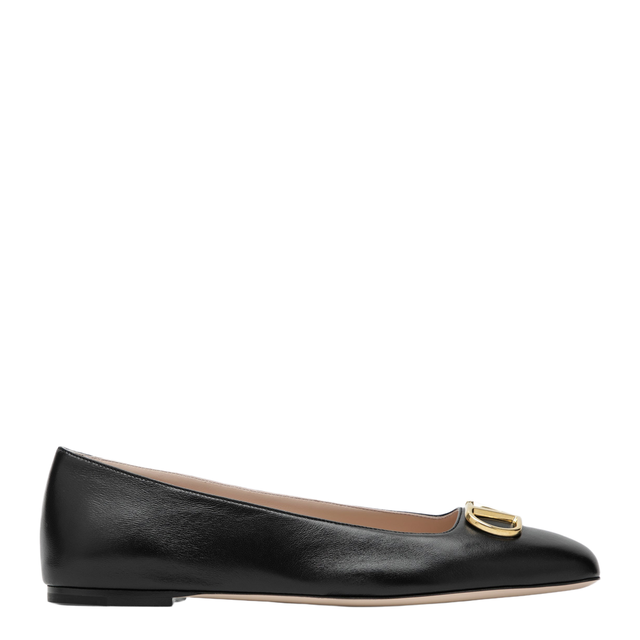 Black VLogo Signature Ballerina Flats in Nappa Leather