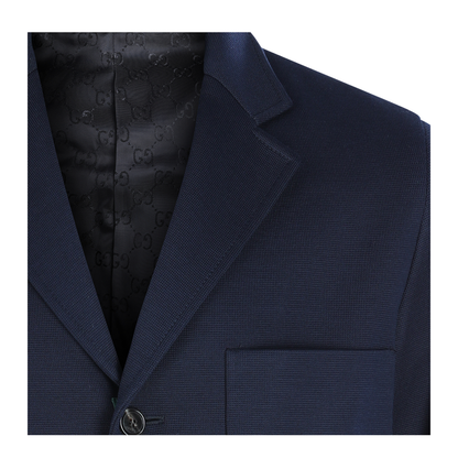 Single-breast Cotton Jersey Jacket in Dark Blue