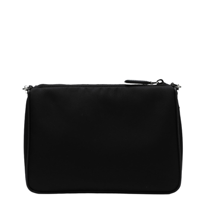Black Re-Nylon and Saffiano Leather Shoulder Bag