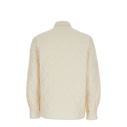 White Ivory Diamond Quilted Padded Shirt Jacket