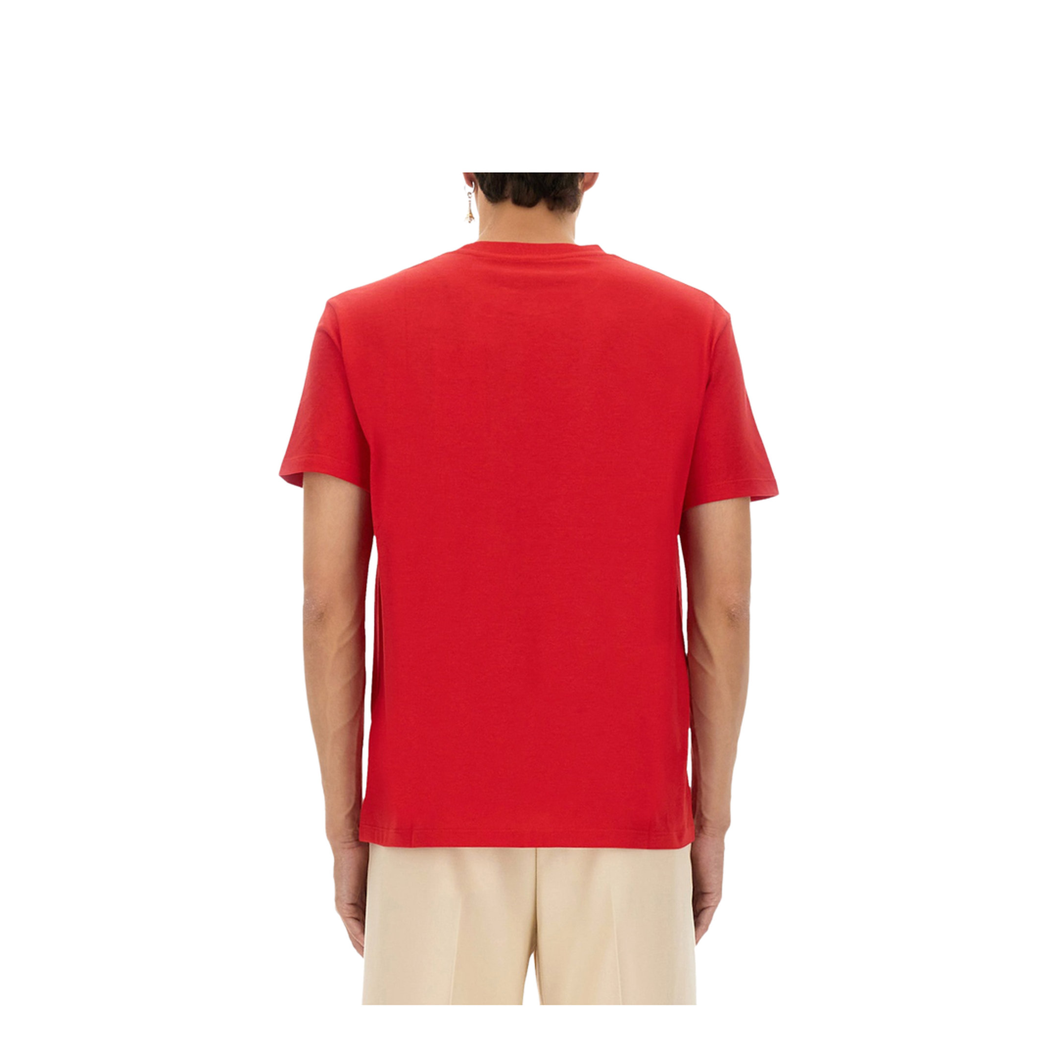 Red Crewneck T-Shirt with VLogo on the Front in Cotton
