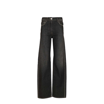 Denim Pants With Studs - Black