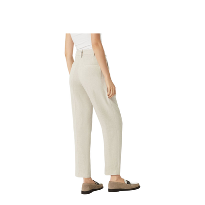 Linen Trousers With Lurex Details In Beige