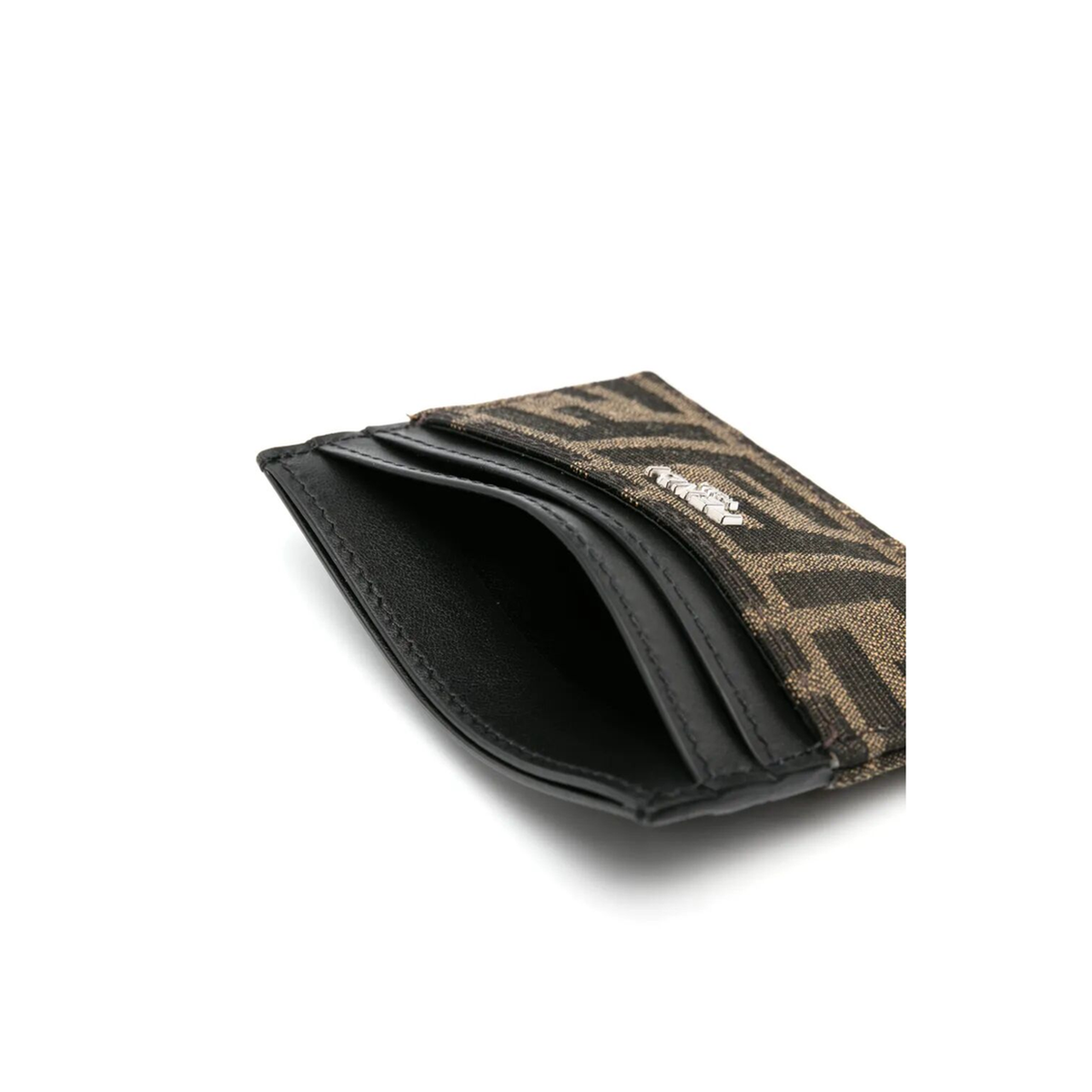 FF Jacquard Card Holder Leather Brown