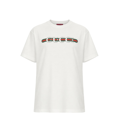 Printed Cotton Jersey T-Shirt in White