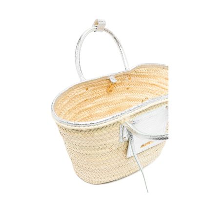 MAYFEYR - JACQUEMUS RESORT - Woven Construction Silver Basket Bag - BAW00045AC05A06980