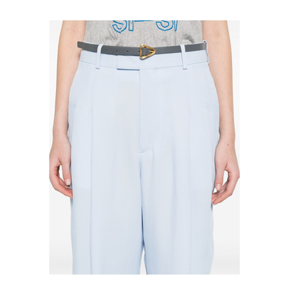 Viscose And Silk Twill Straight Trousers