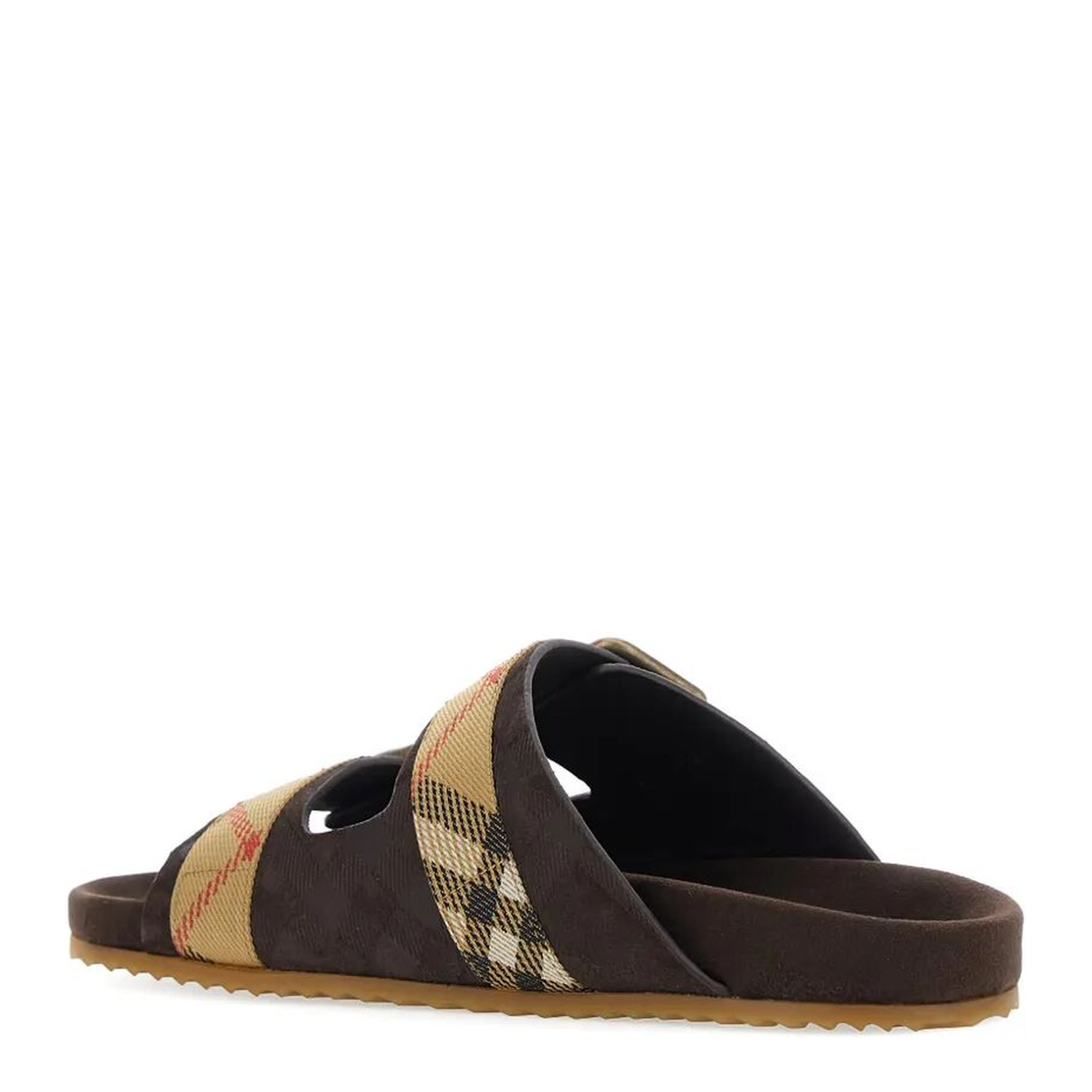 MAYFEYR -  - Suede Flat Sandals With Checked Straps - 8118613C1170
