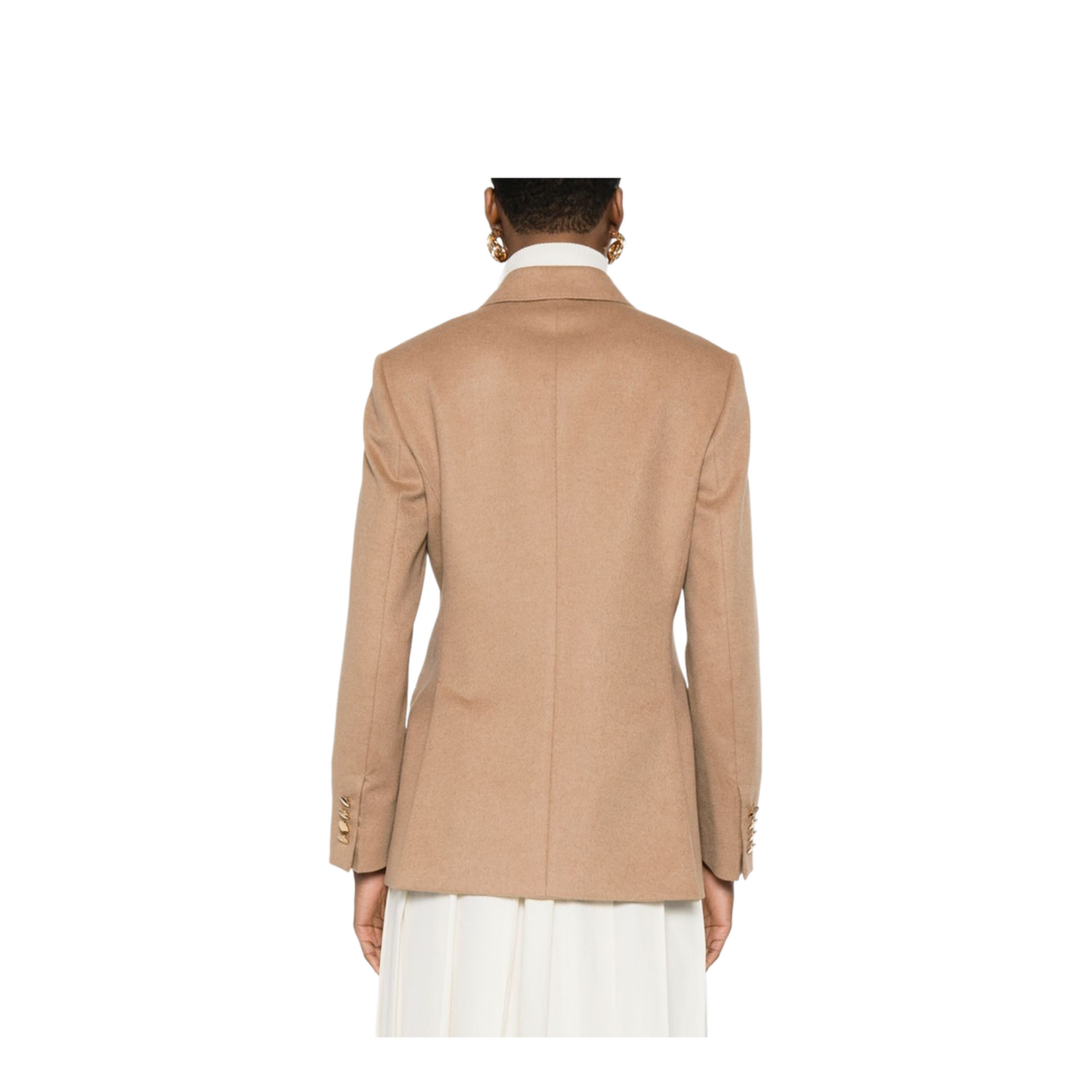 Beige Double-Breasted Button Fastening Coat