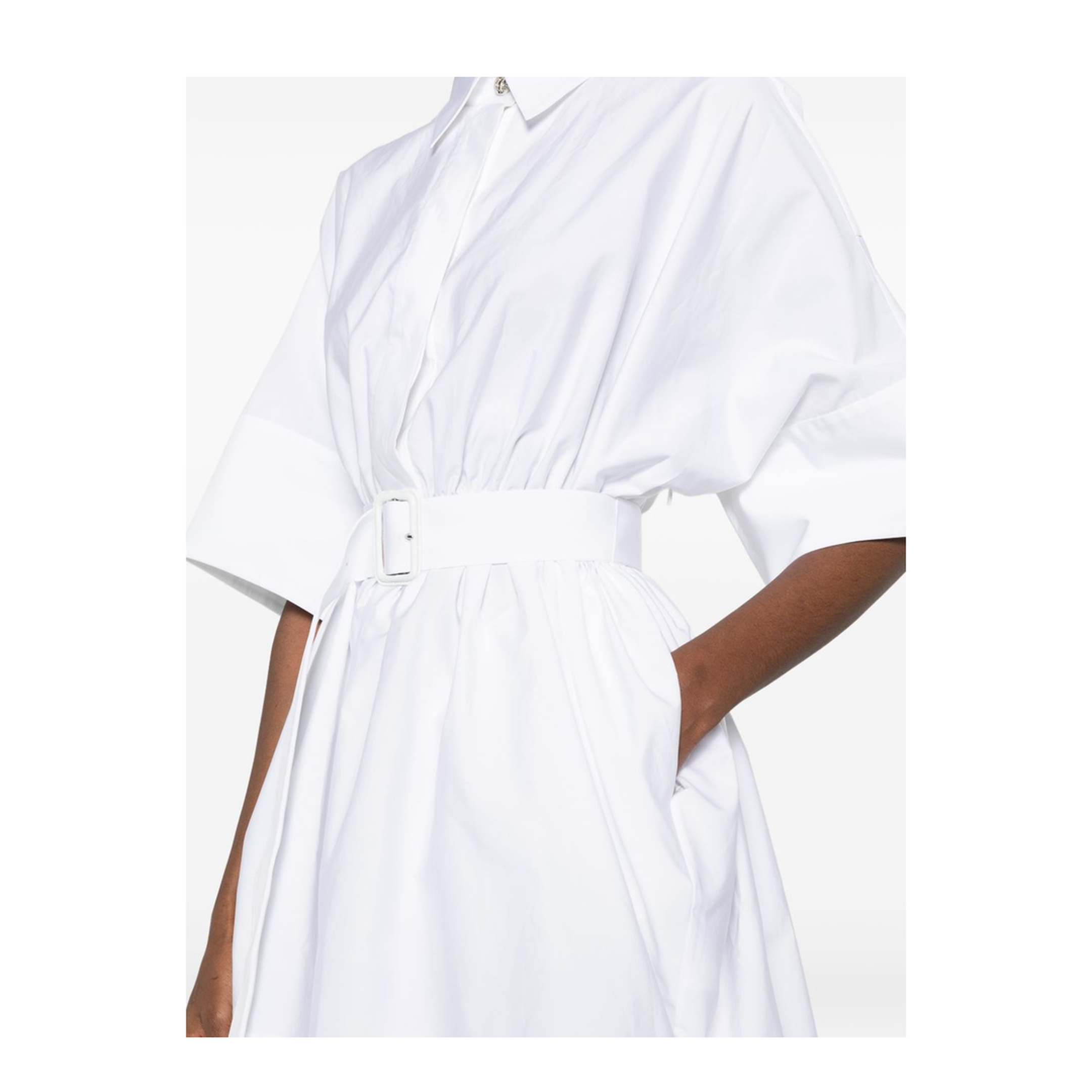 Mini Chemisier Dress in White Poplin