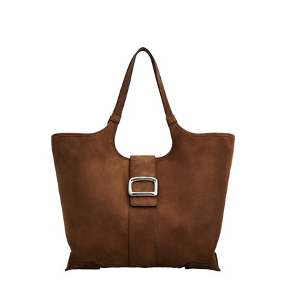 Viv' Choc Medium Shopping Bag in Suede
