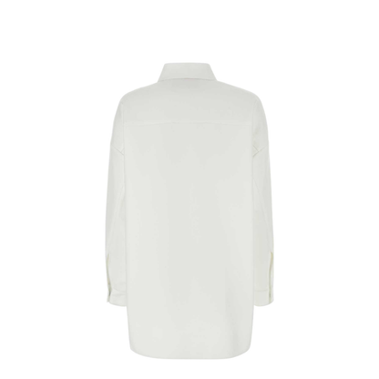White Cotton Blend Oversize Shirt