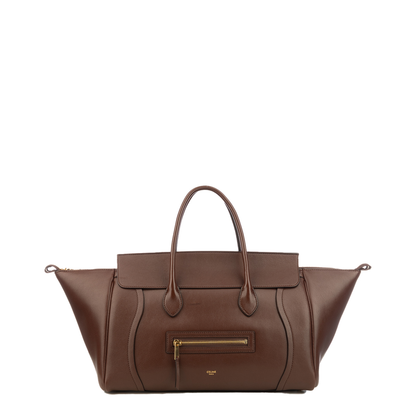 Medium New Luggage Bag Leather Brown