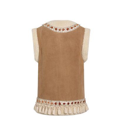 MAYFEYR - Valentino - Camel Shearling And Suede Vest - 9B3NL0AD9FCCSA