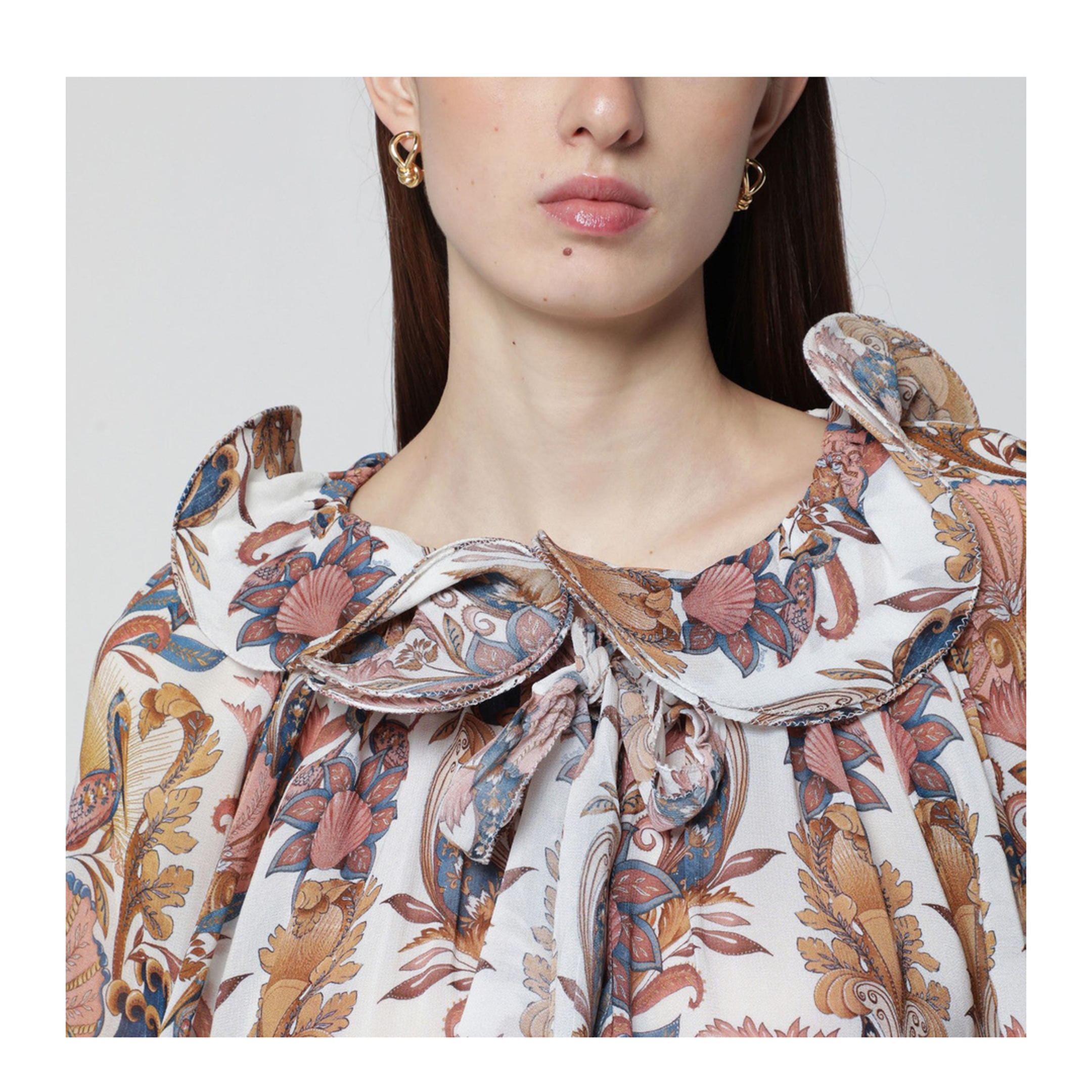 MAYFEYR - Farm Rio - White Sea Garden Blouse With Ruffles - 348823PL26084