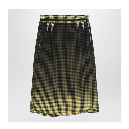 Virgin Wool Midi Skirt with Faded Check Pattern