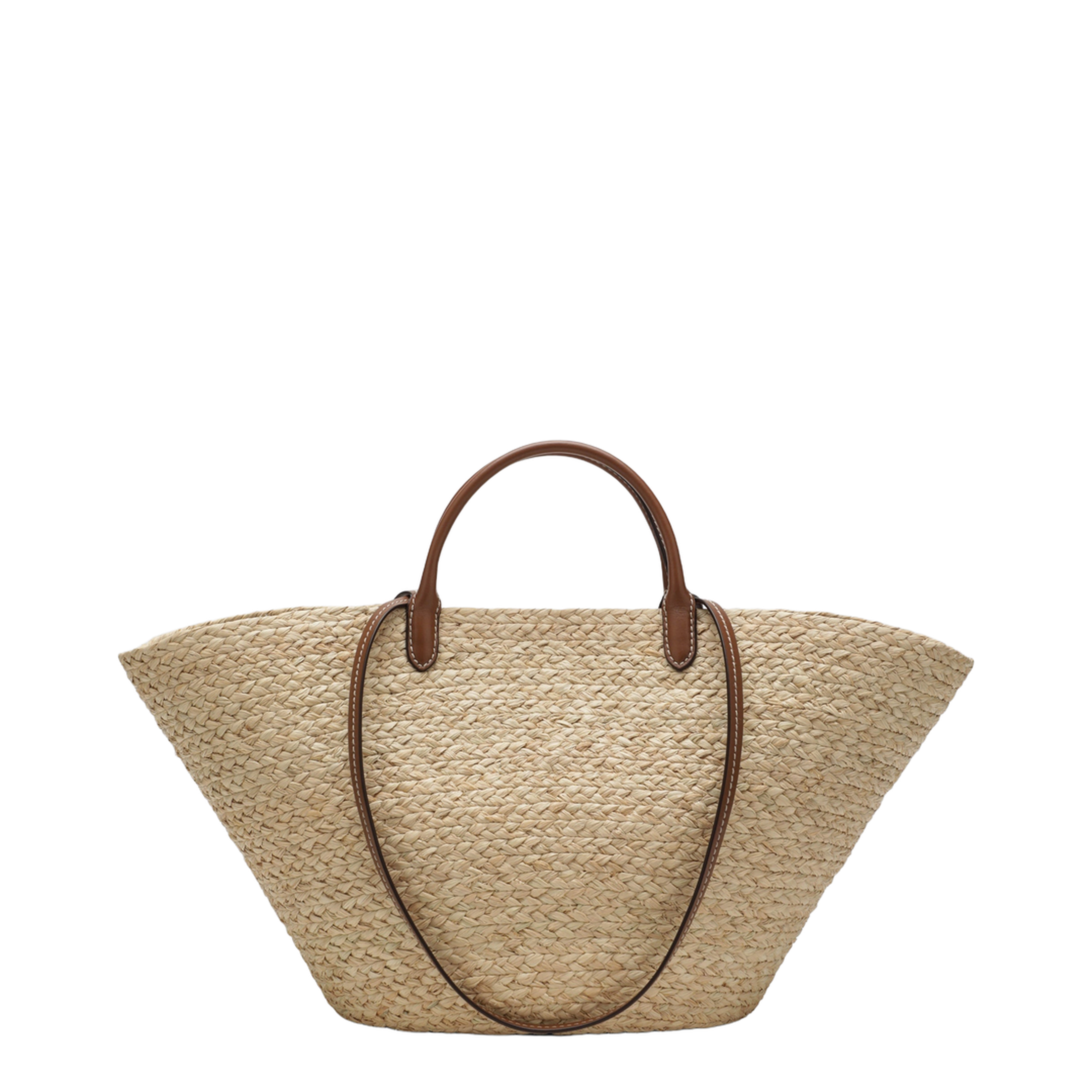 MAYFEYR - Prada - Large Beige Cognac Raffia And Leather Shopping Bag - 1BG470GOO2CXQF0A5T